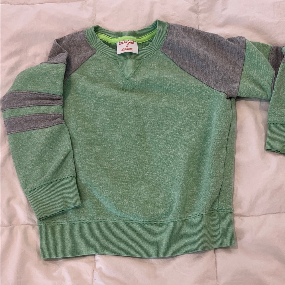 Cat & Jack Green and Gray Kids Sweatshirt